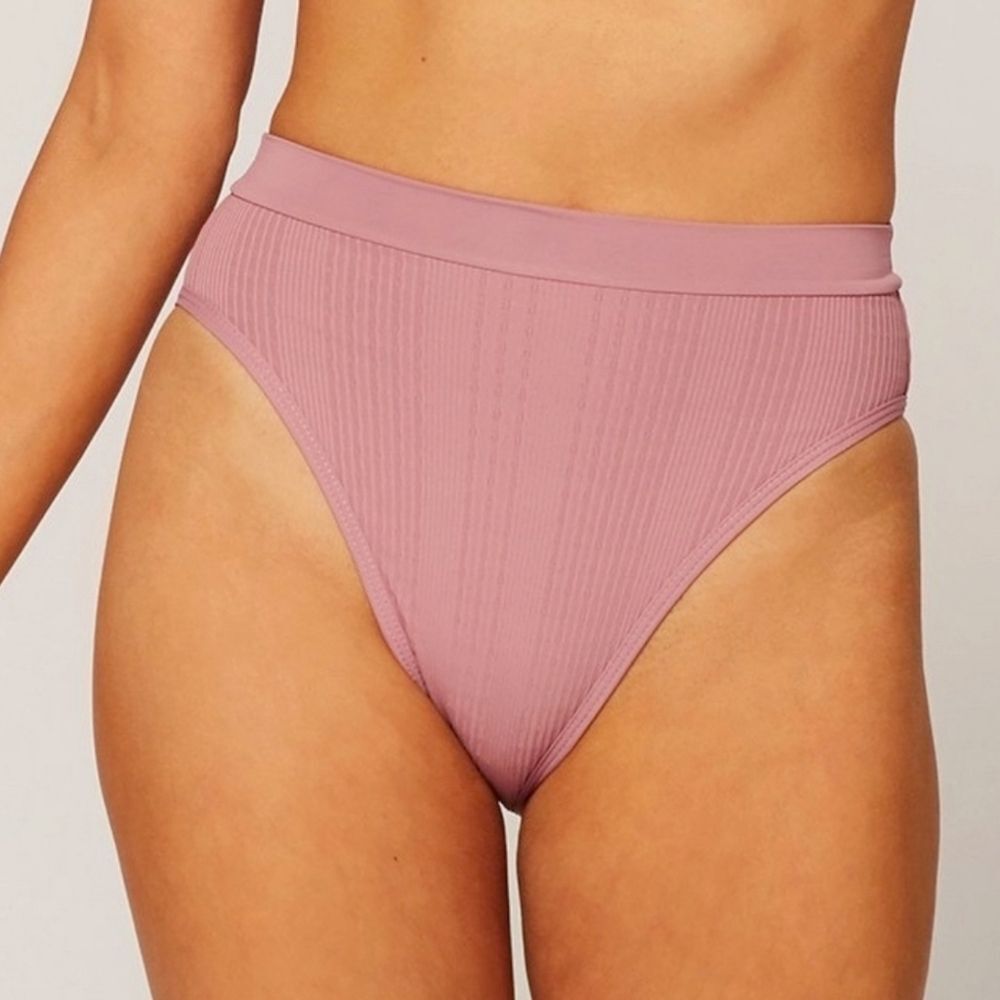 L*Space Frenchi Bikini High Waist Swimsuit Bottoms Pink New